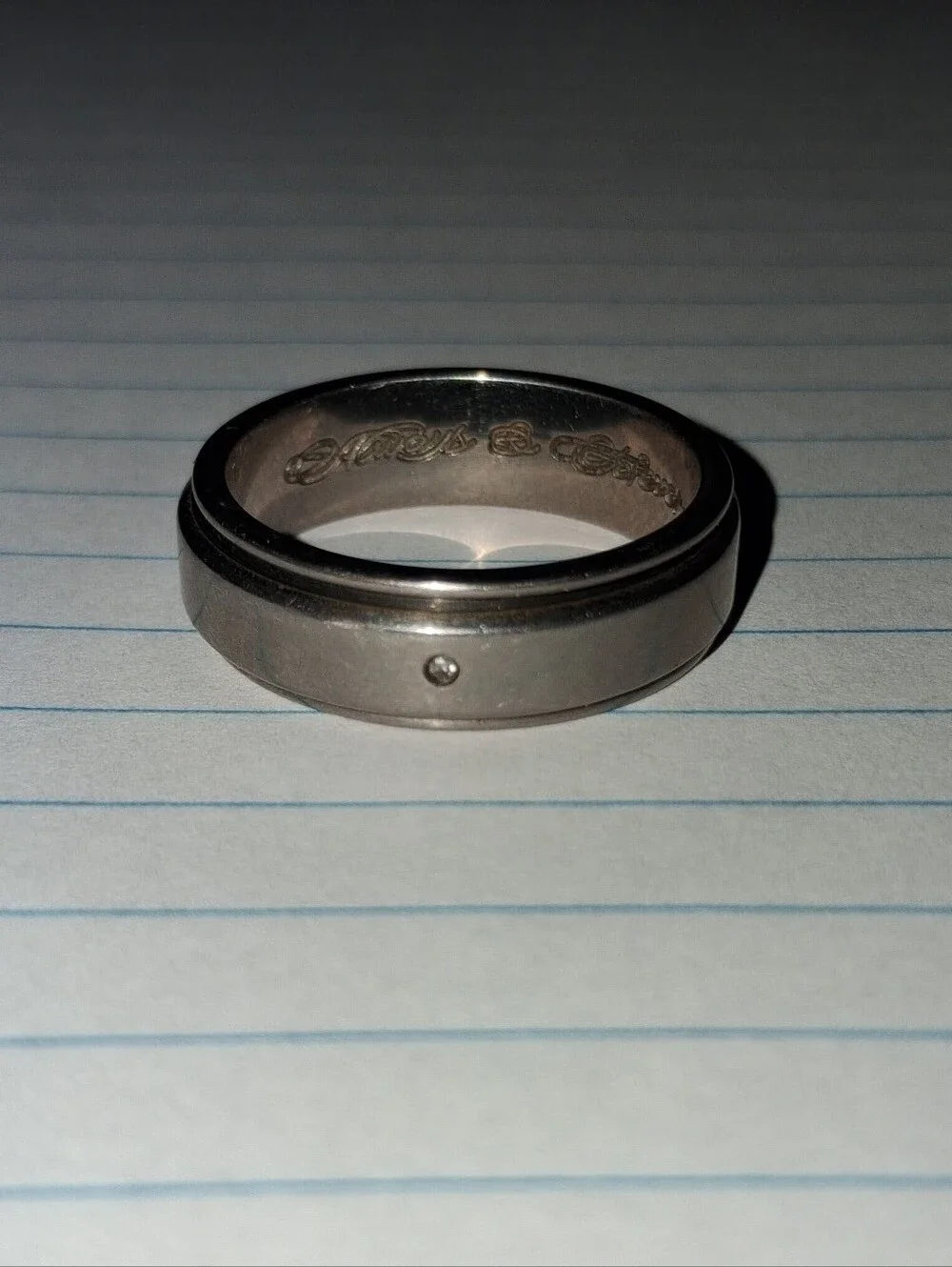 Mens Titanium Spinner Wedding Ring With Stone